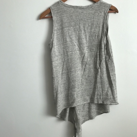 BANANA REPUBLIC WOMENS SHIRT 100% LINEN GRAY TIE FRONT SMALL - Picture 2 of 9